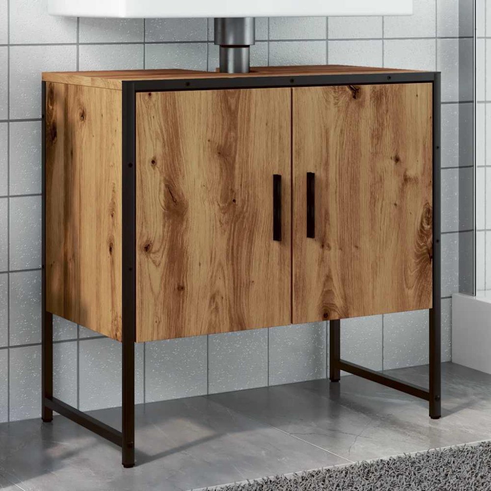 vidaXL Tvättställsskåp artisan ek 60x33x60 cm konstruerat trä