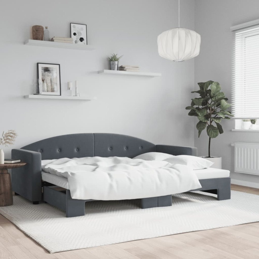 vidaXL Dagbädd utdragbar mörkgrå 80x200 cm sammet