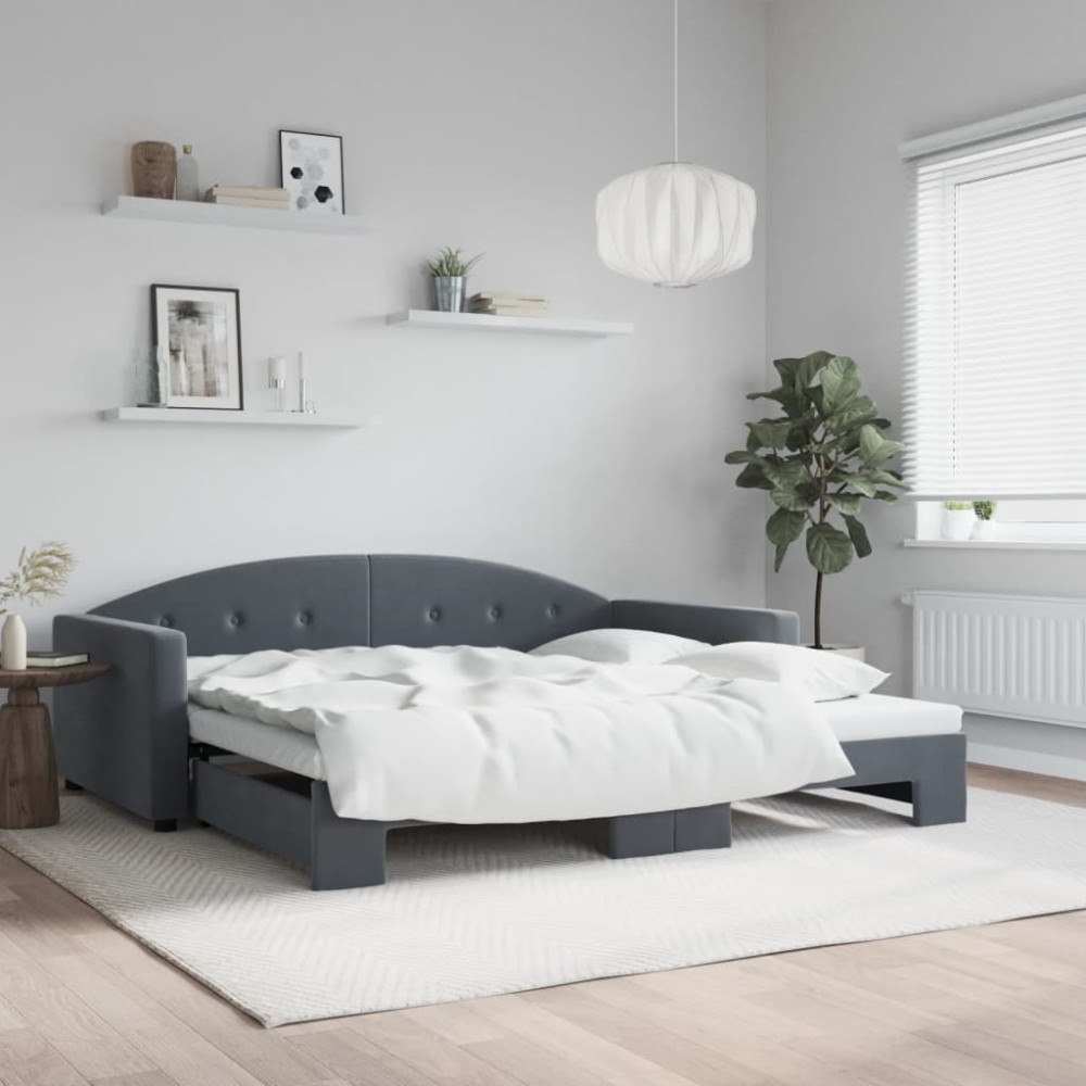 vidaXL Dagbädd utdragbar mörkgrå 100x200 cm sammet