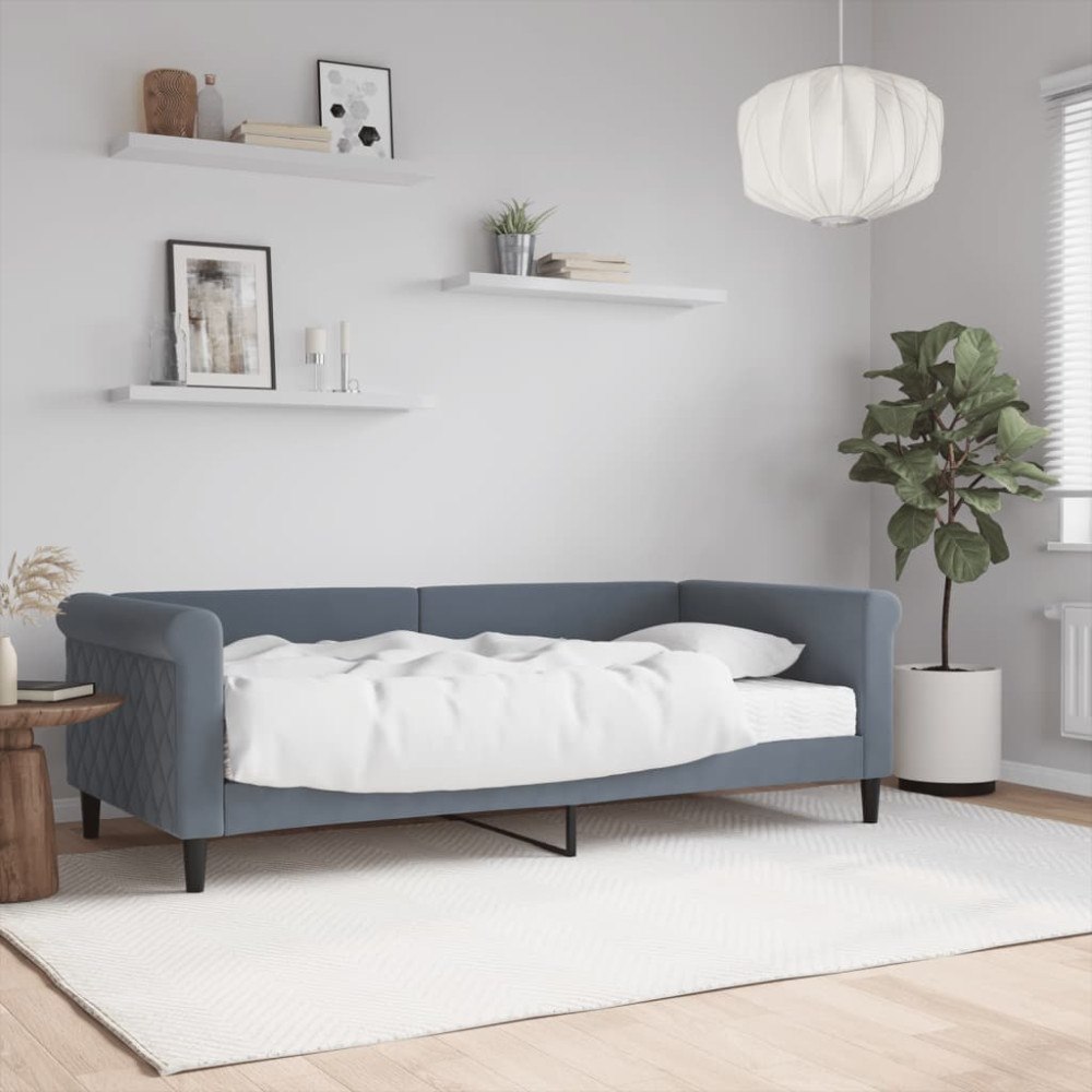 vidaXL Dagbädd med madrass mörkgrå 90x190 cm sammet