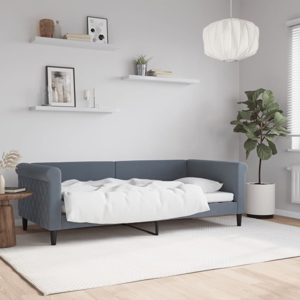 vidaXL Dagbädd mörkgrå 90x190 cm sammet