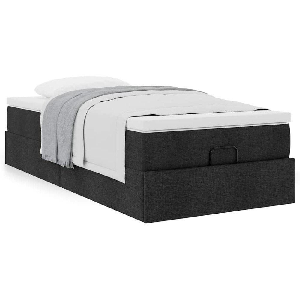 vidaXL Ottoman sängram med madrass svart 80x200 cm tyg