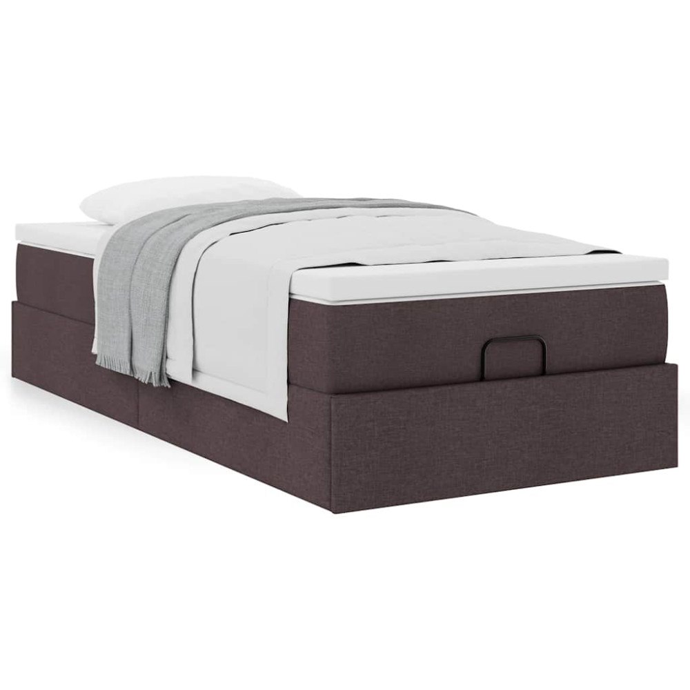 vidaXL Ottoman sängram med madrass mörkbrun 80x200 cm tyg