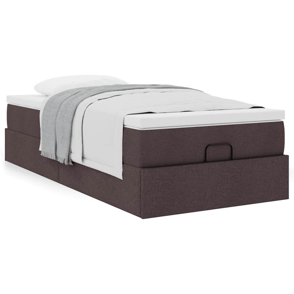 vidaXL Ottoman sängram med madrass mörkbrun 90x190 cm tyg