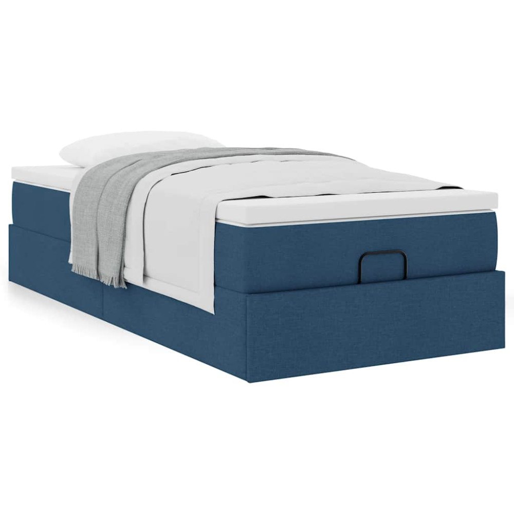 vidaXL Ottoman sängram med madrass blå 90x190 cm tyg
