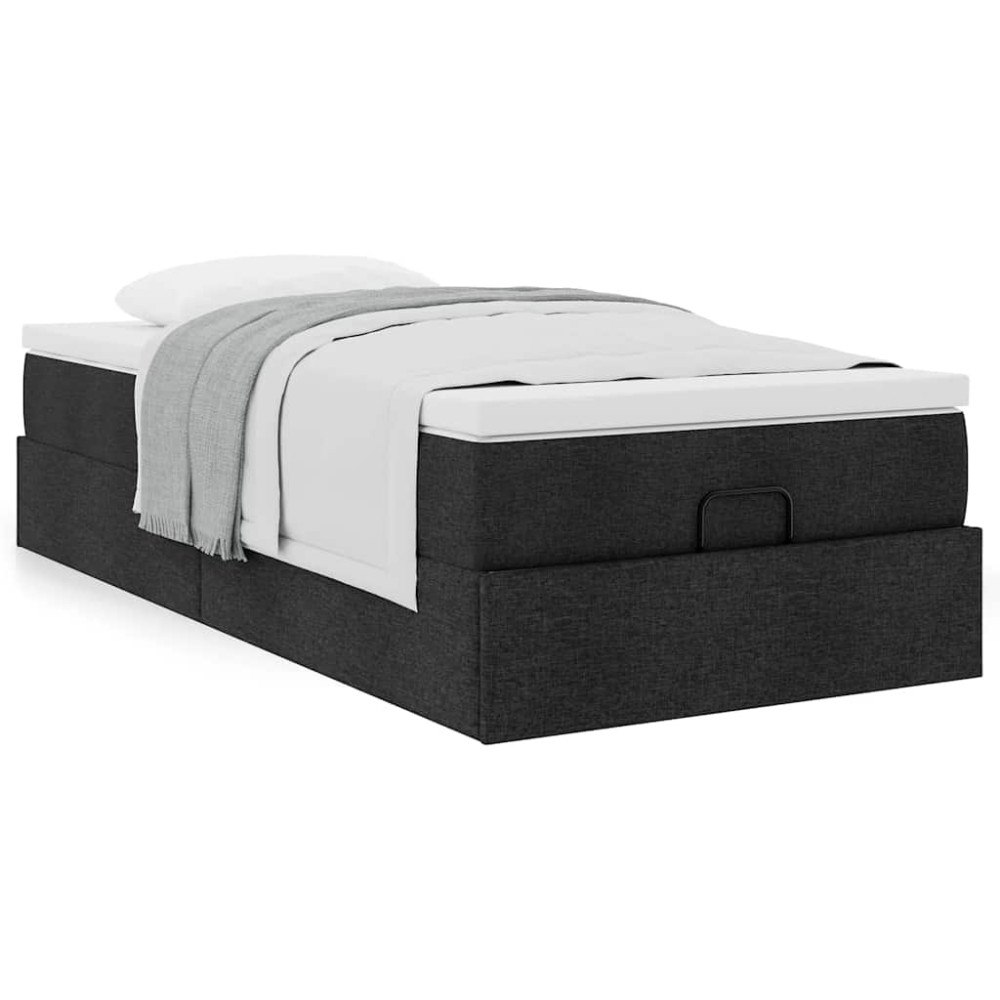 vidaXL Ottoman sängram med madrass svart 90x200 cm tyg