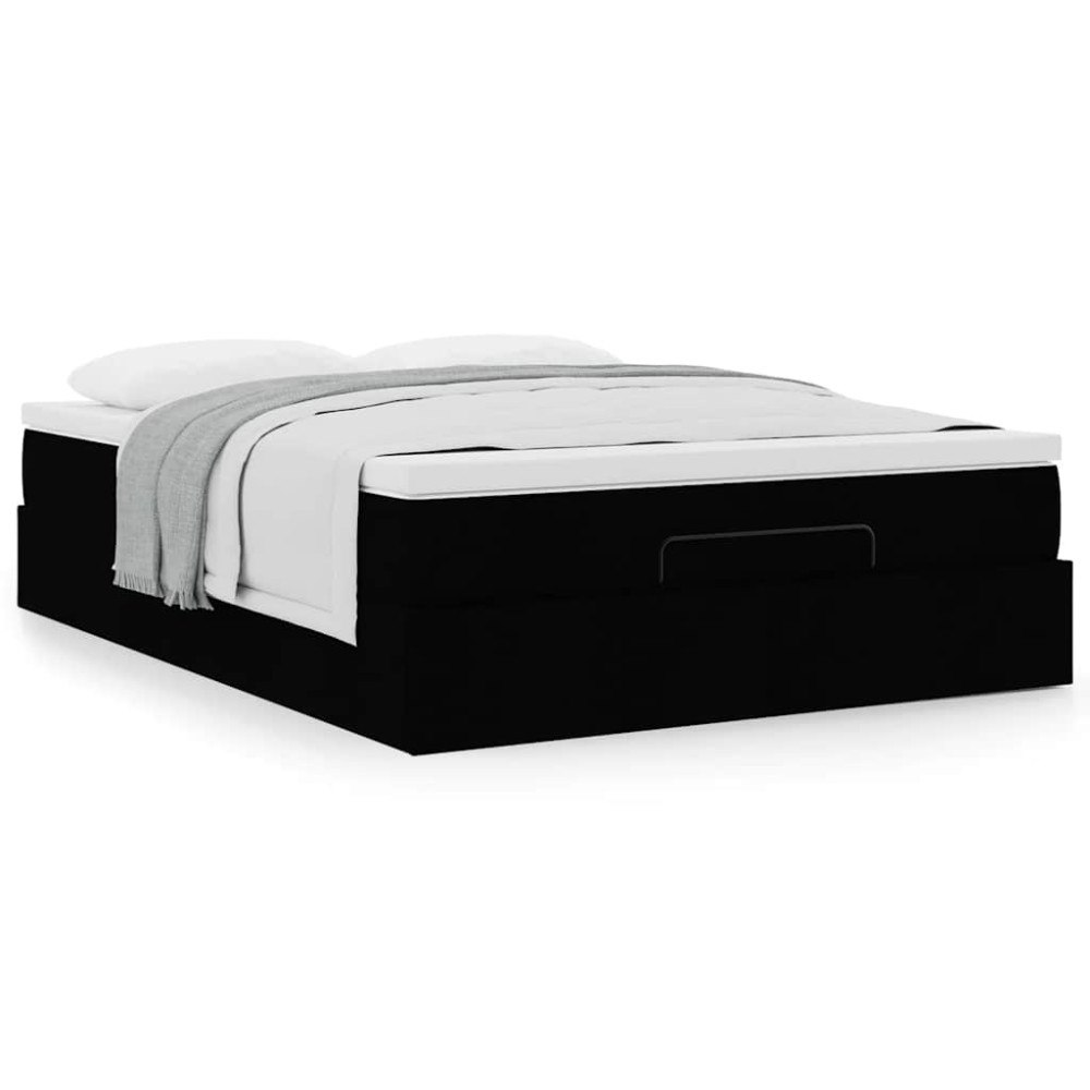 vidaXL Ottoman sängram med madrass svart 140x200 cm tyg