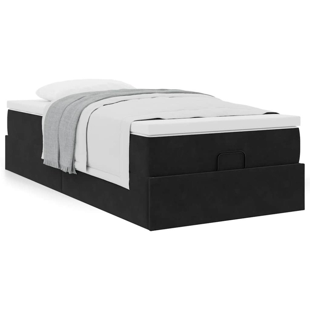 vidaXL Ottoman sängram med madrass svart 80x200 cm sammet