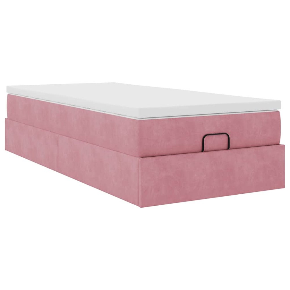vidaXL Ottoman sängram med madrass rosa 80x200 cm sammet