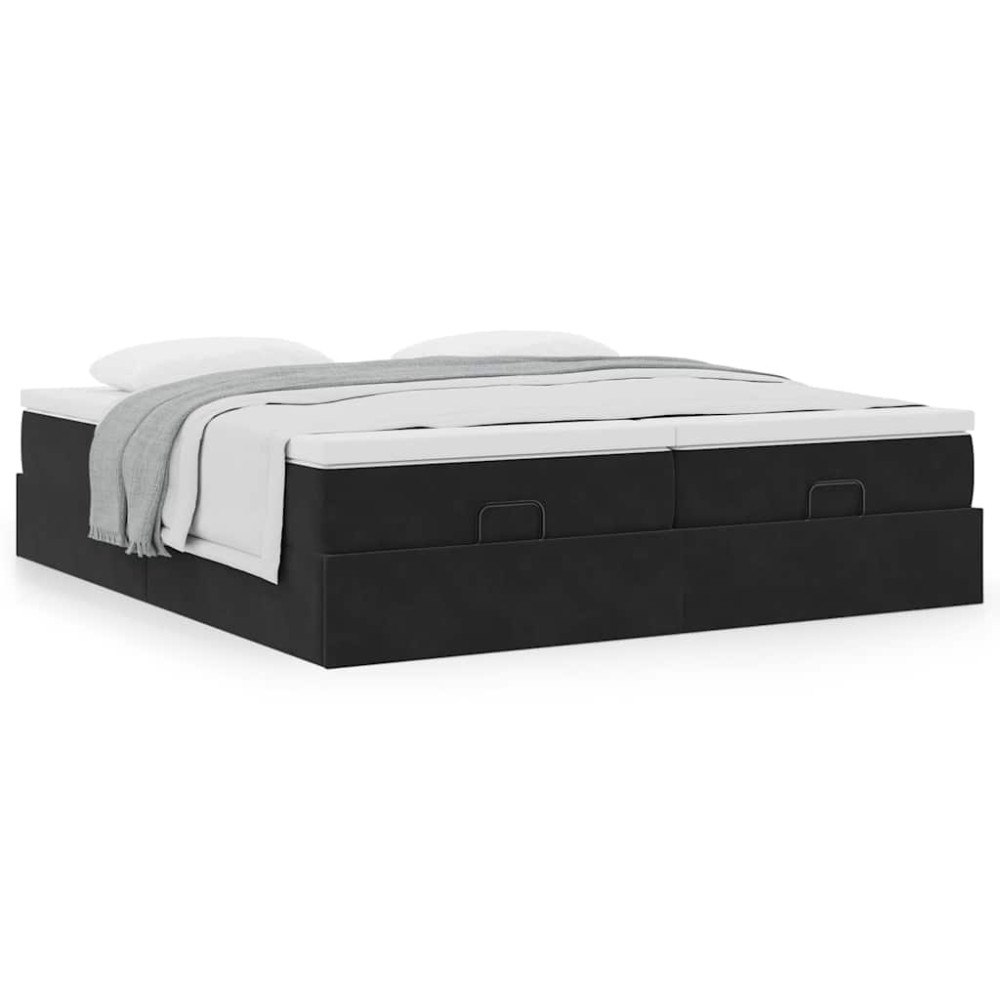 vidaXL Ottoman sängram med madrasser svart 160x200 cm sammet