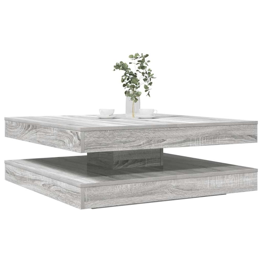 vidaXL Soffbord 360 grader vridbart grå sonoma 90x90x34,5 cm
