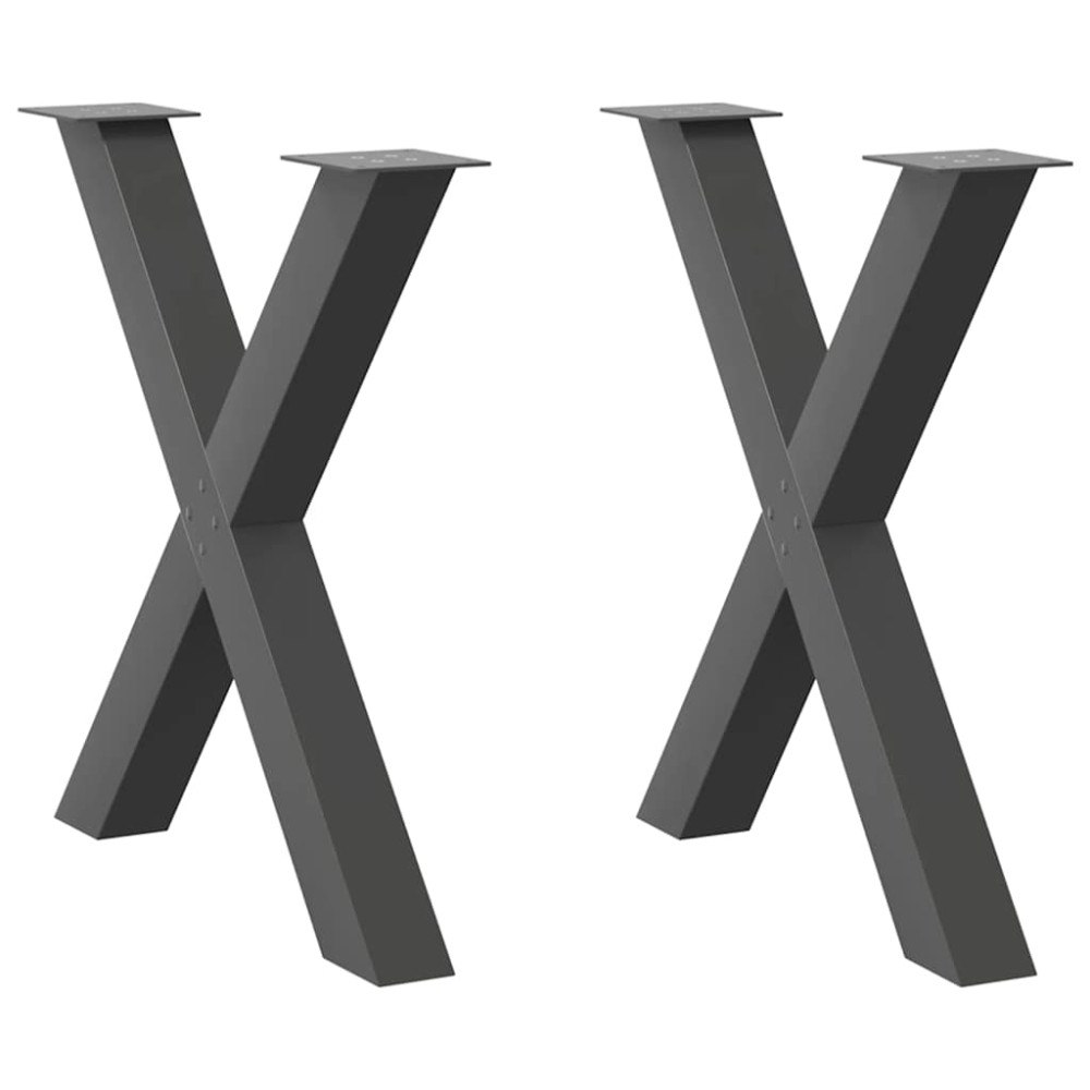 vidaXL Matbordsben X-formade 2 st antracit 70x(72-73) cm stål