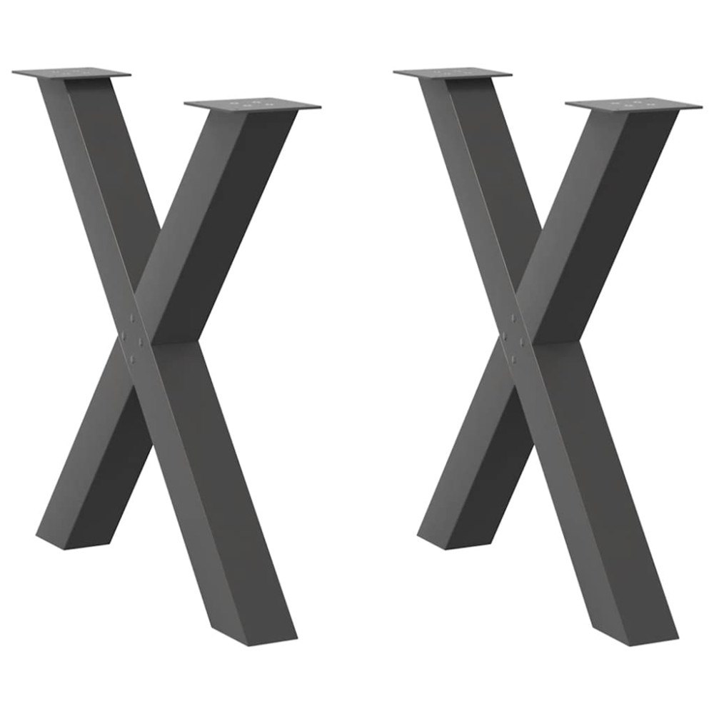vidaXL Matbordsben X-formade 2 st antracit 80x(72-73) cm stål