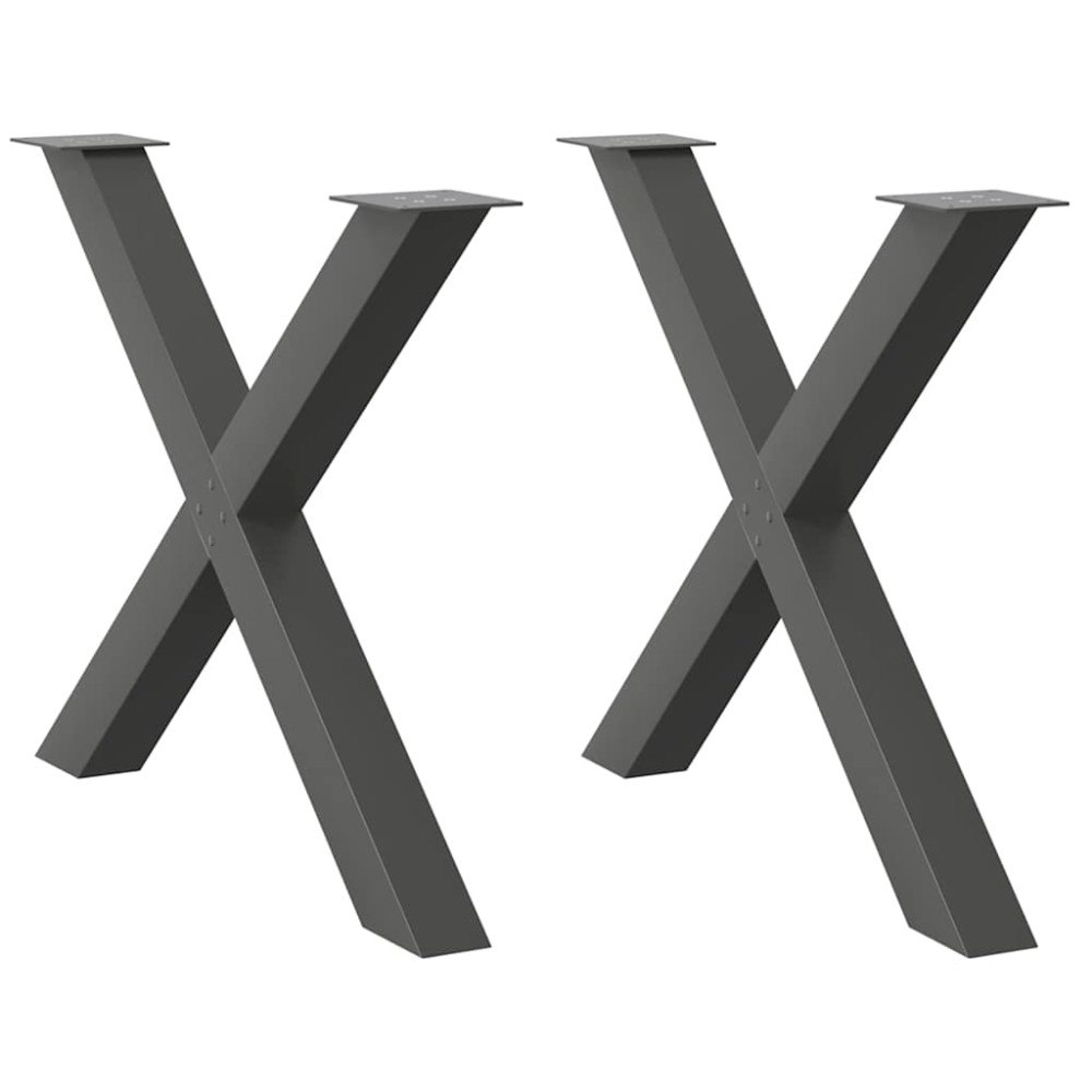 vidaXL Matbordsben X-formade 2 st antracit 90x(72-73) cm stål