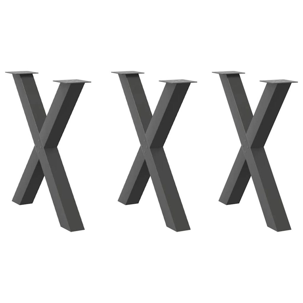 vidaXL Matbordsben X-formade 3 st antracit 70x(72-73) cm stål