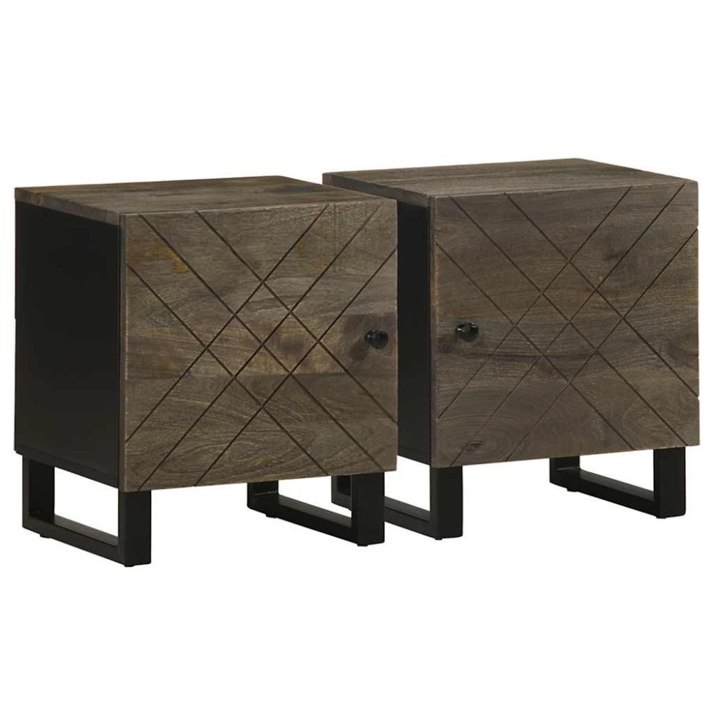 vidaXL Sängbord 2 st svart 40x33x46 cm massivt mangoträ