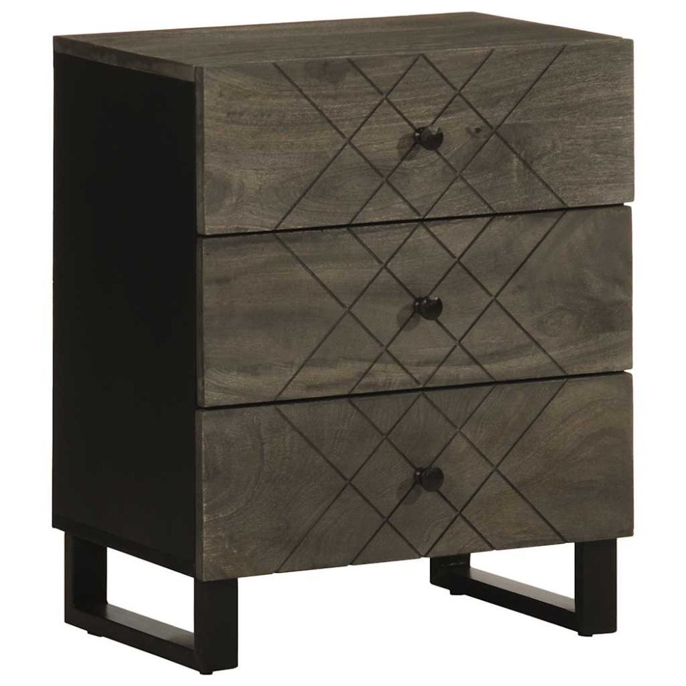 vidaXL Sängbord svart 50x33x62 cm massivt mangoträ