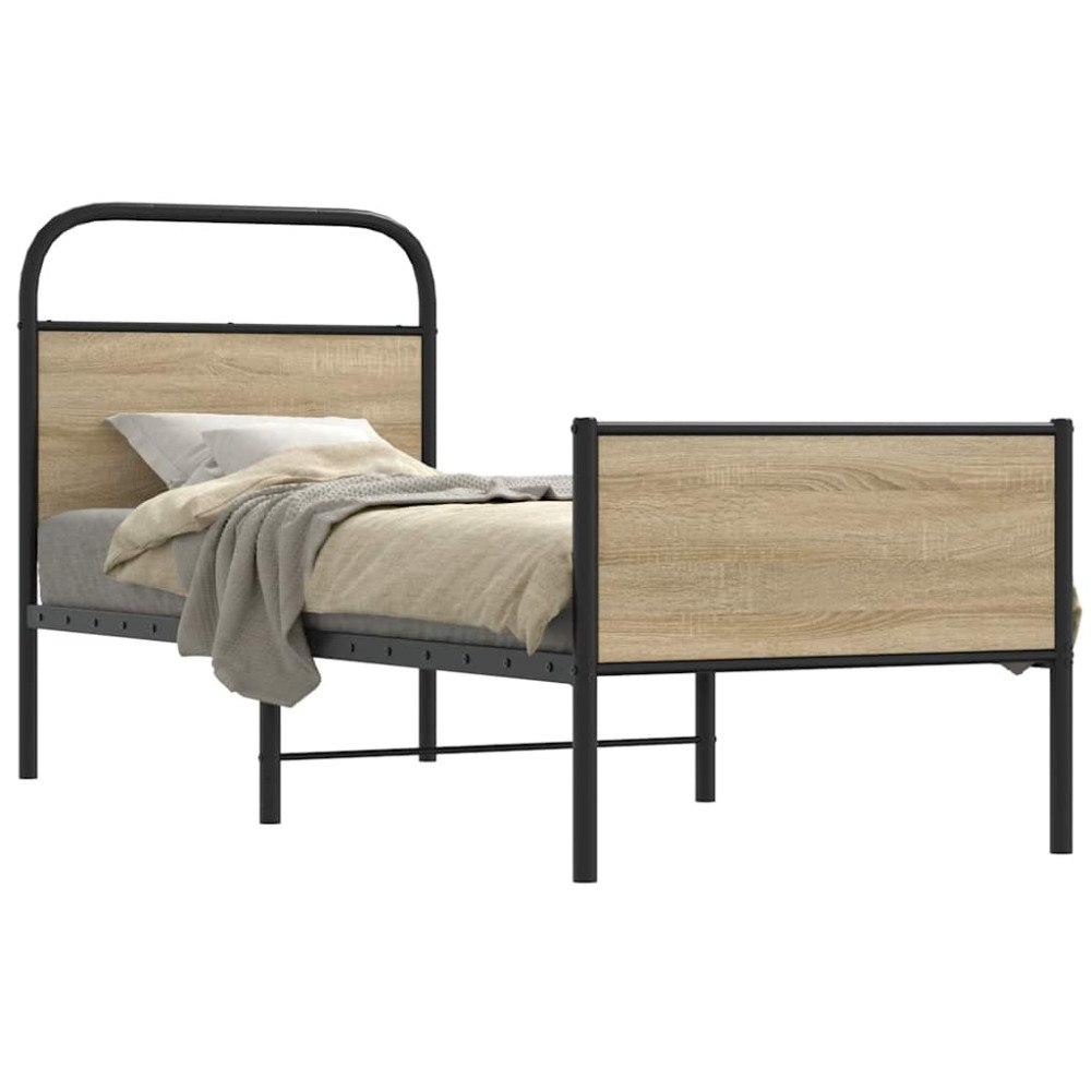 vidaXL Sängram utan madrass sonoma-ek 75x190 cm konstruerad trä