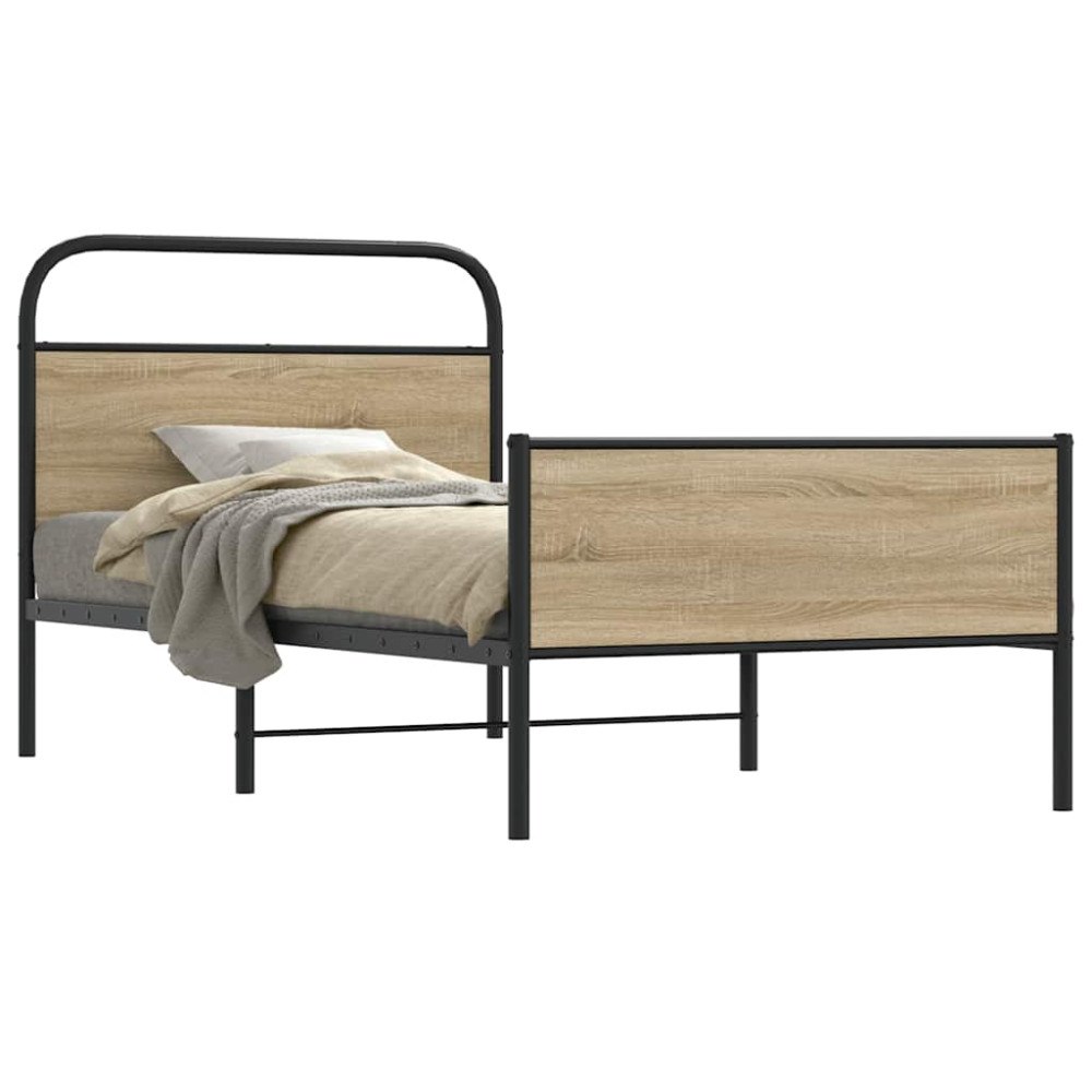 vidaXL Sängram utan madrass sonoma-ek 100x200 cm konstruerad trä