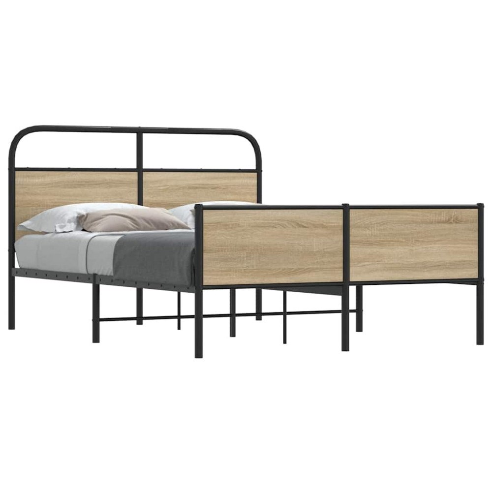 vidaXL Sängram utan madrass sonoma-ek 120x200 cm konstruerad trä