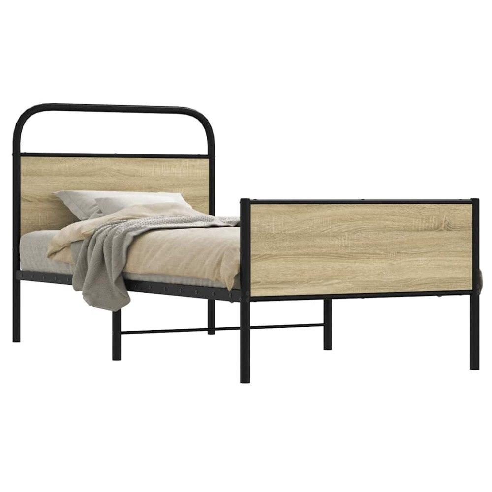 vidaXL Sängram utan madrass sonoma-ek 75x190 cm konstruerad trä