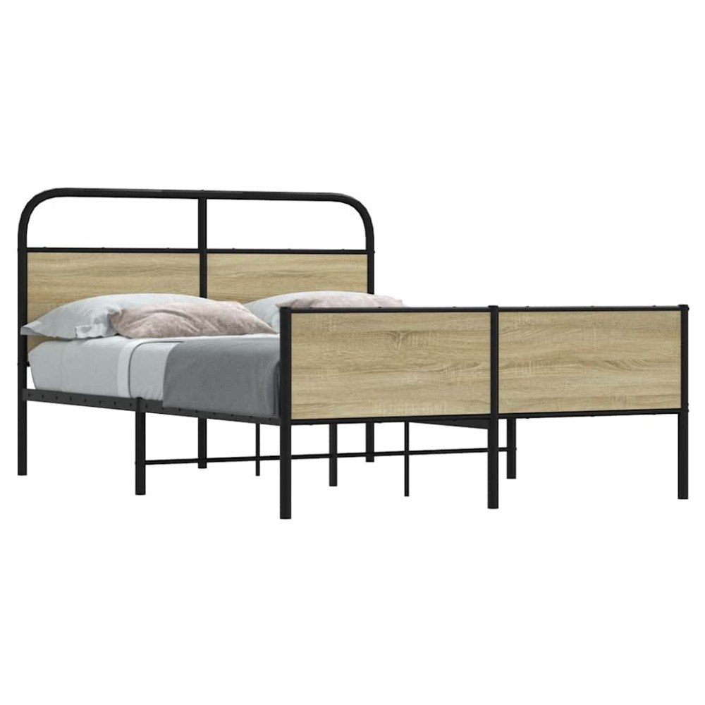 vidaXL Sängram utan madrass sonoma-ek 140x190 cm konstruerad trä