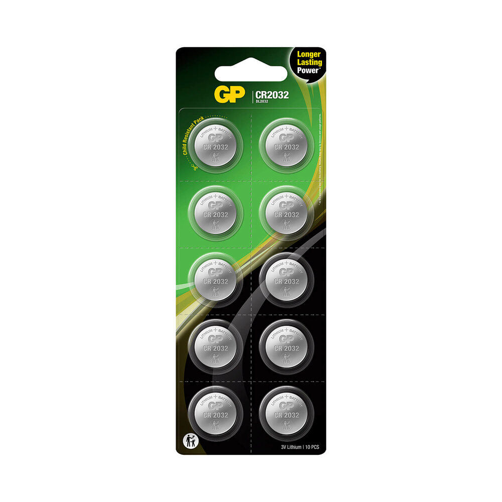 GP Lithium Coin Cell CR2032 10-pack