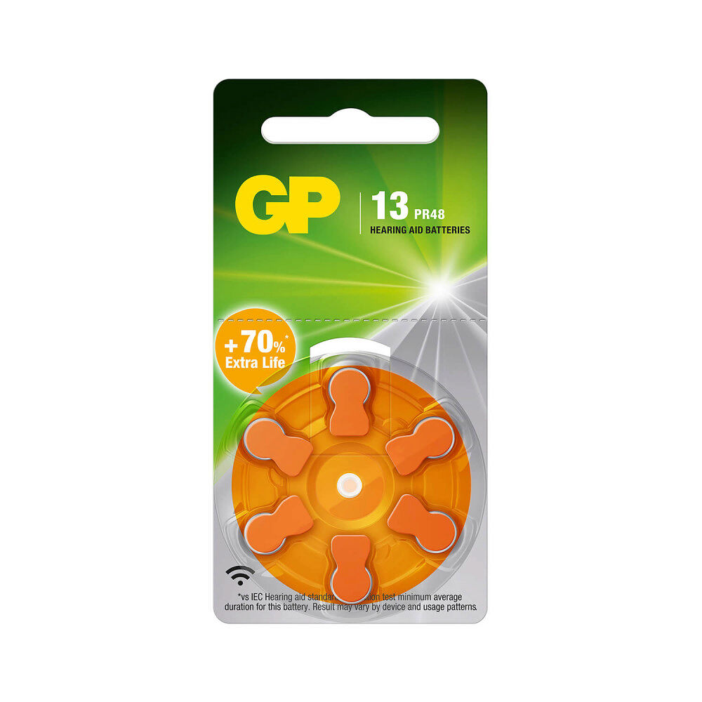 GP Hearing Aid Battery ZA13/PR48 6-pack