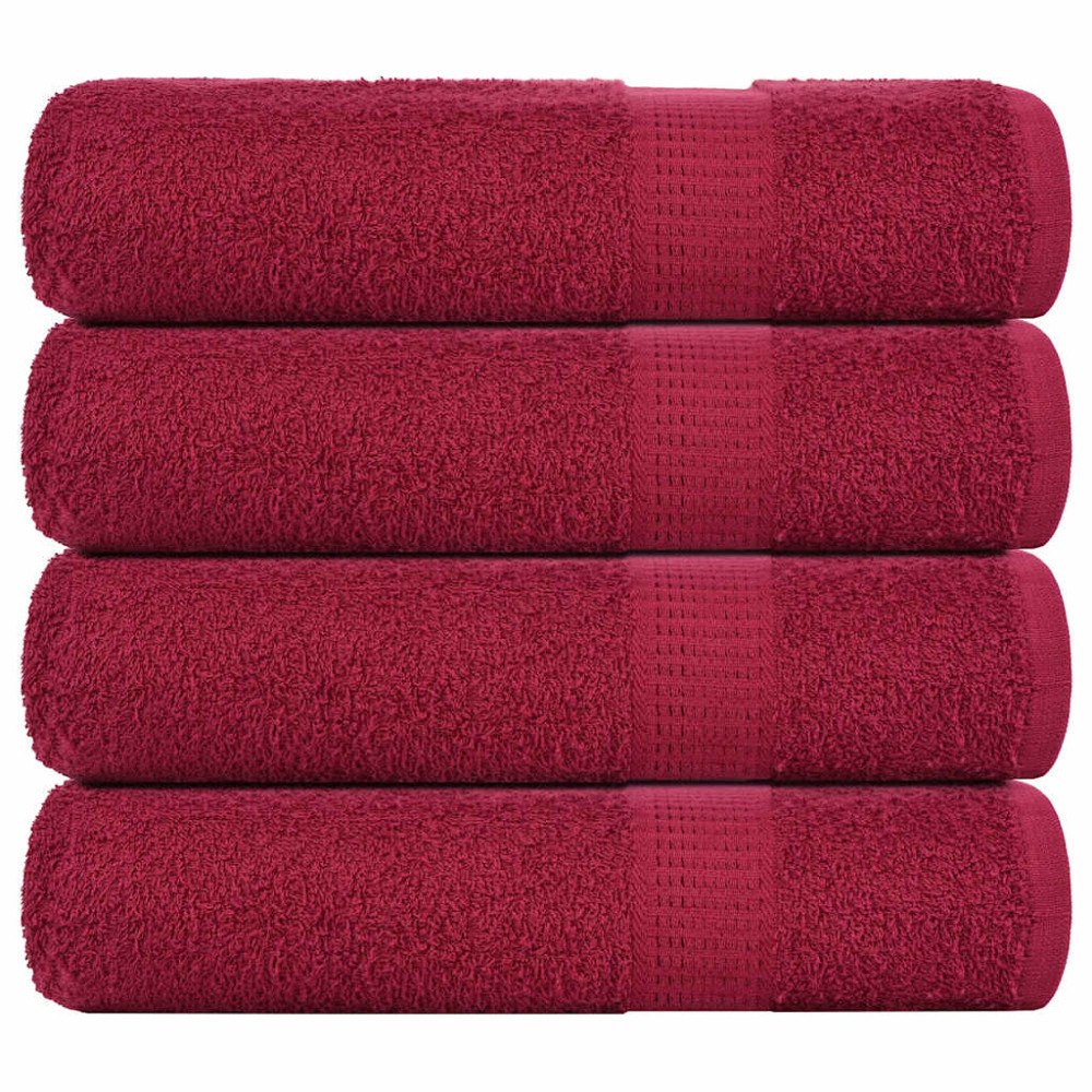 vidaXL Handdukar 4 st vinröd 50x100 cm 360 gsm 100% bomull