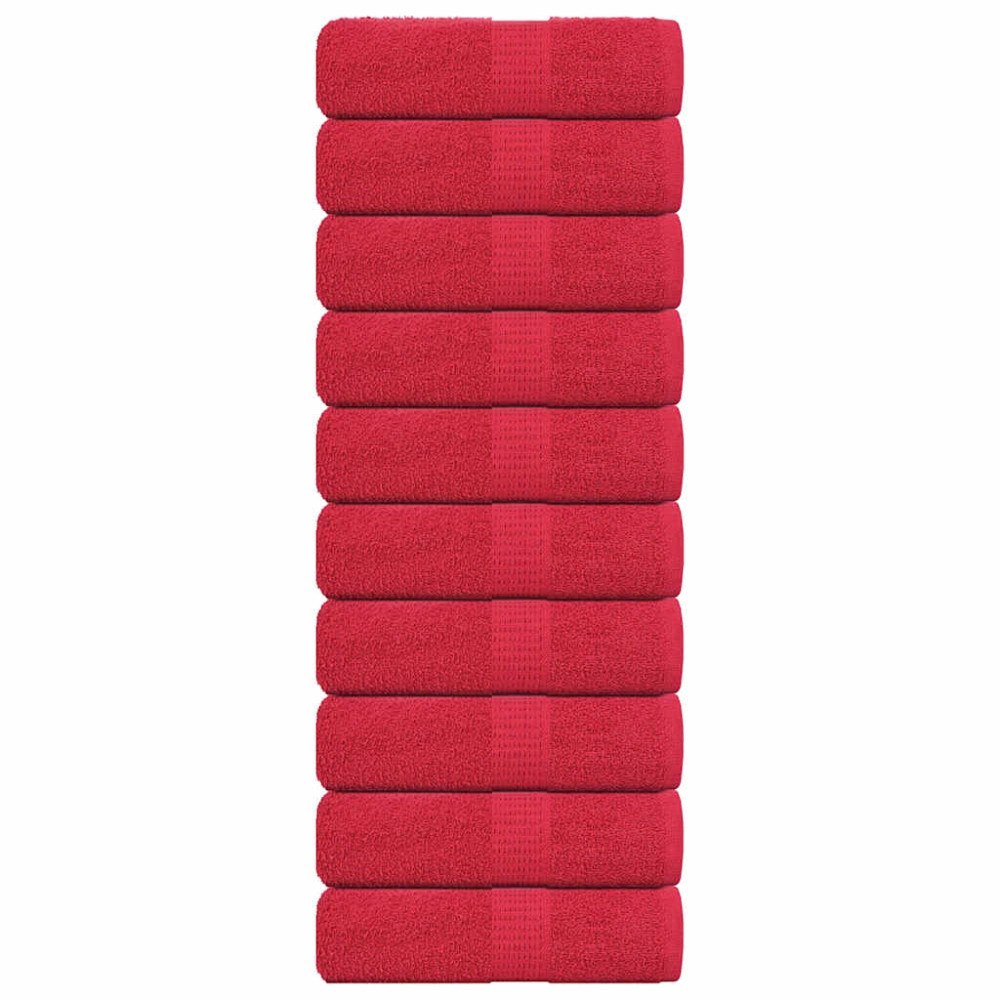 vidaXL Gästhanddukar 10 st röd 30x50 cm 360 gsm 100% bomull