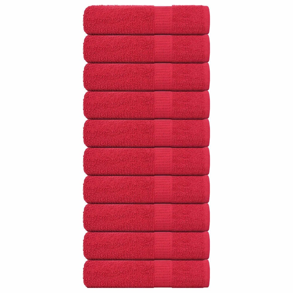 vidaXL Handdukar 10 st röd 50x100 cm 360 gsm 100% bomull