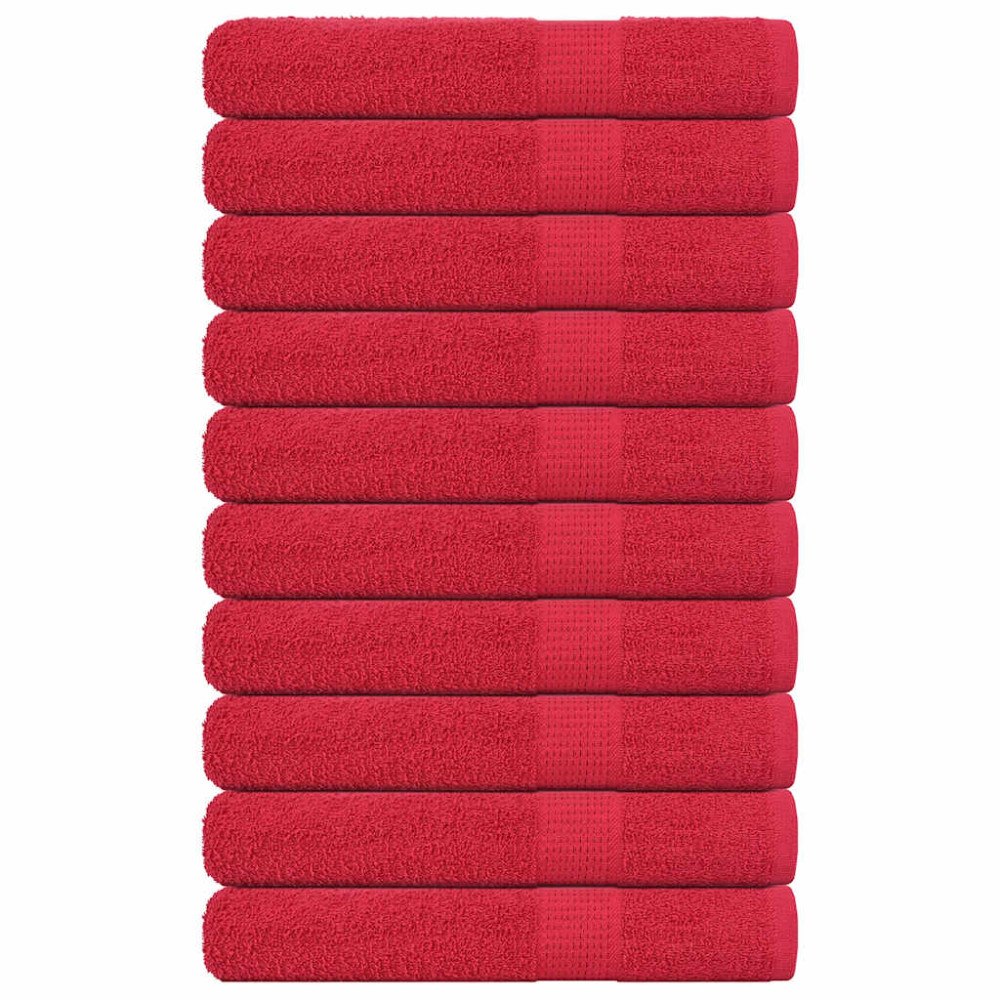 vidaXL Handdukar 10 st röd 100x200 cm 360 gsm 100% bomull
