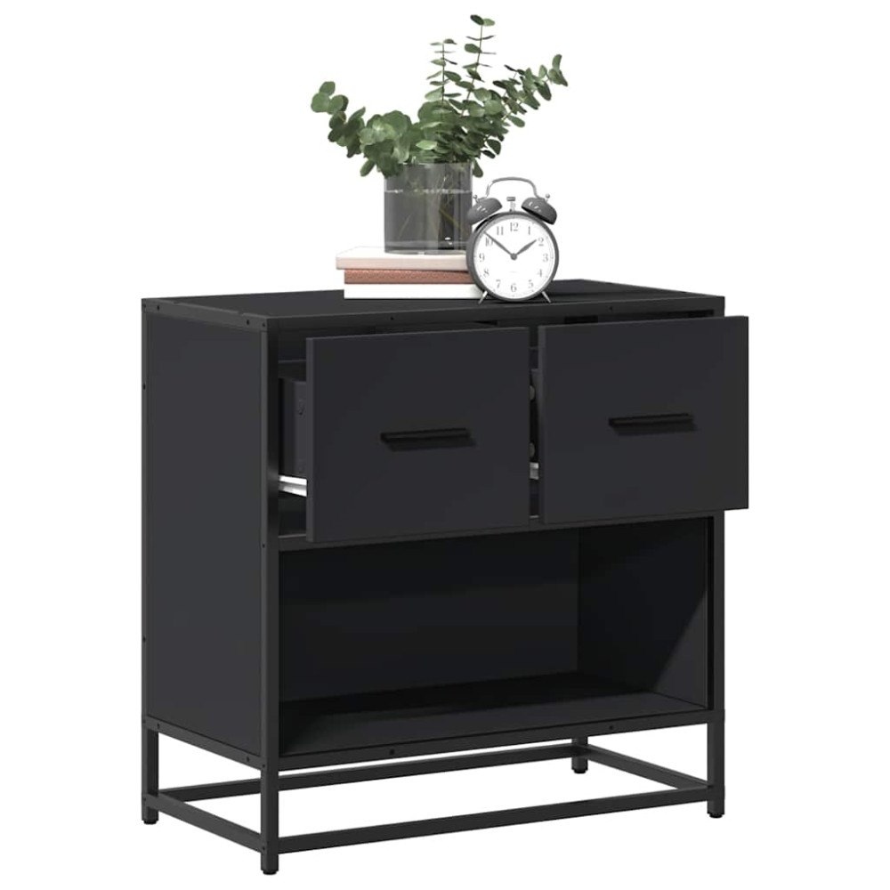 vidaXL Sängbord svart 60x31x60 cm konstruerat trä och metall