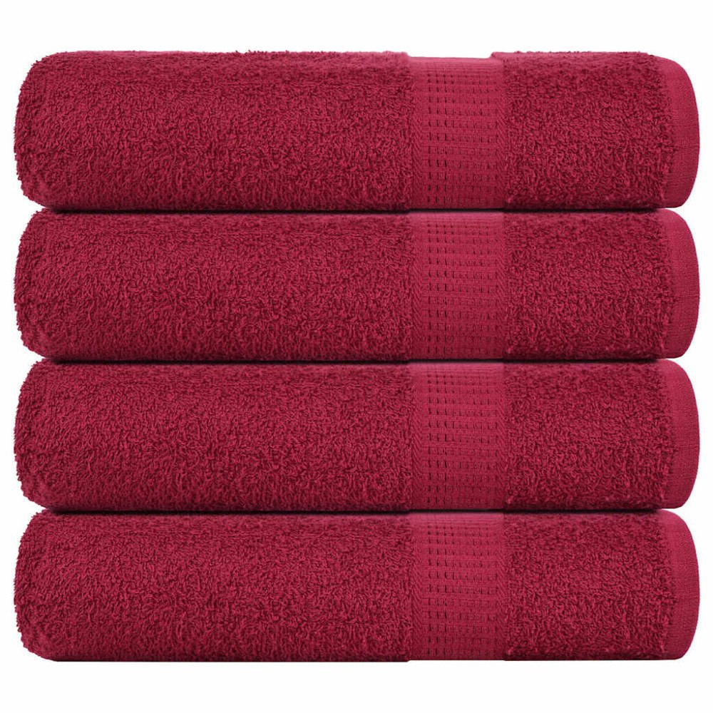 vidaXL Duschhanddukar 4 st vinröd 70x140 cm 360 gsm 100% bomull