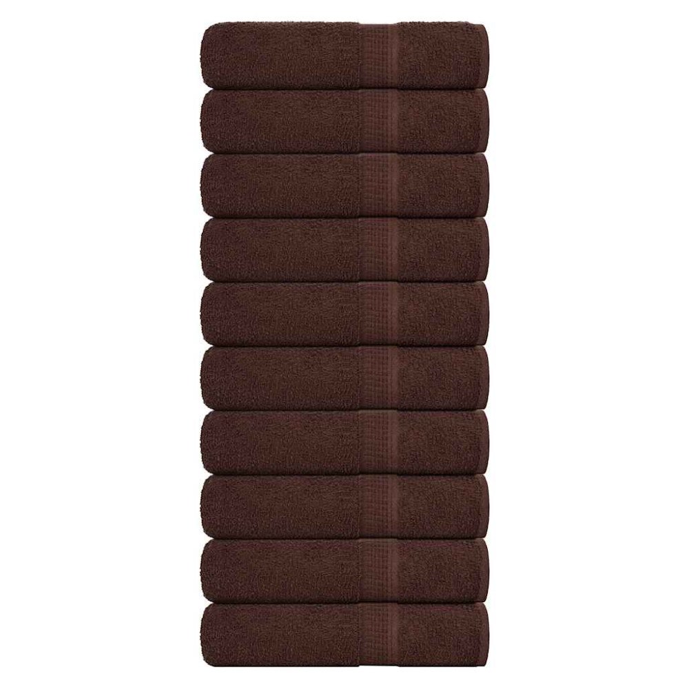 vidaXL Handdukar 10 st brun 50x100 cm 360 gsm 100% bomull