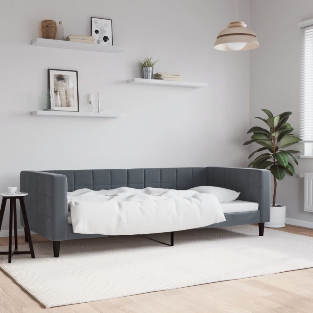 vidaXL Dagbädd mörkgrå 90x200 cm sammet