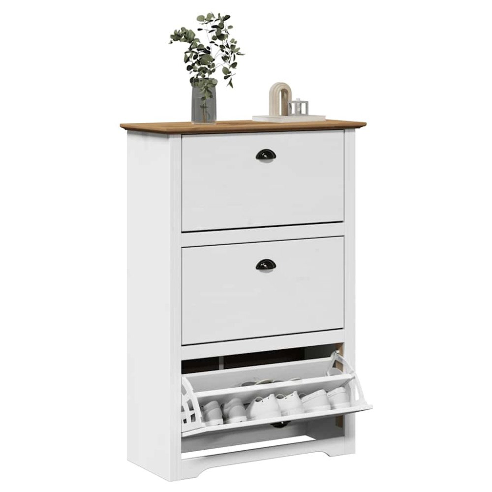 vidaXL Skohylla BODO vit och brun 80x35x118 cm