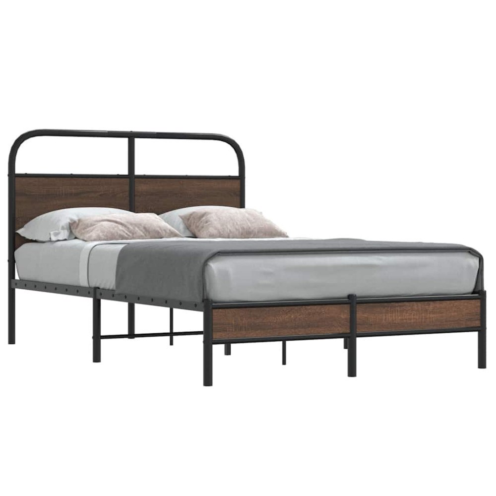 vidaXL Sängram utan madrass brun ek 140x190 cm konstruerad trä