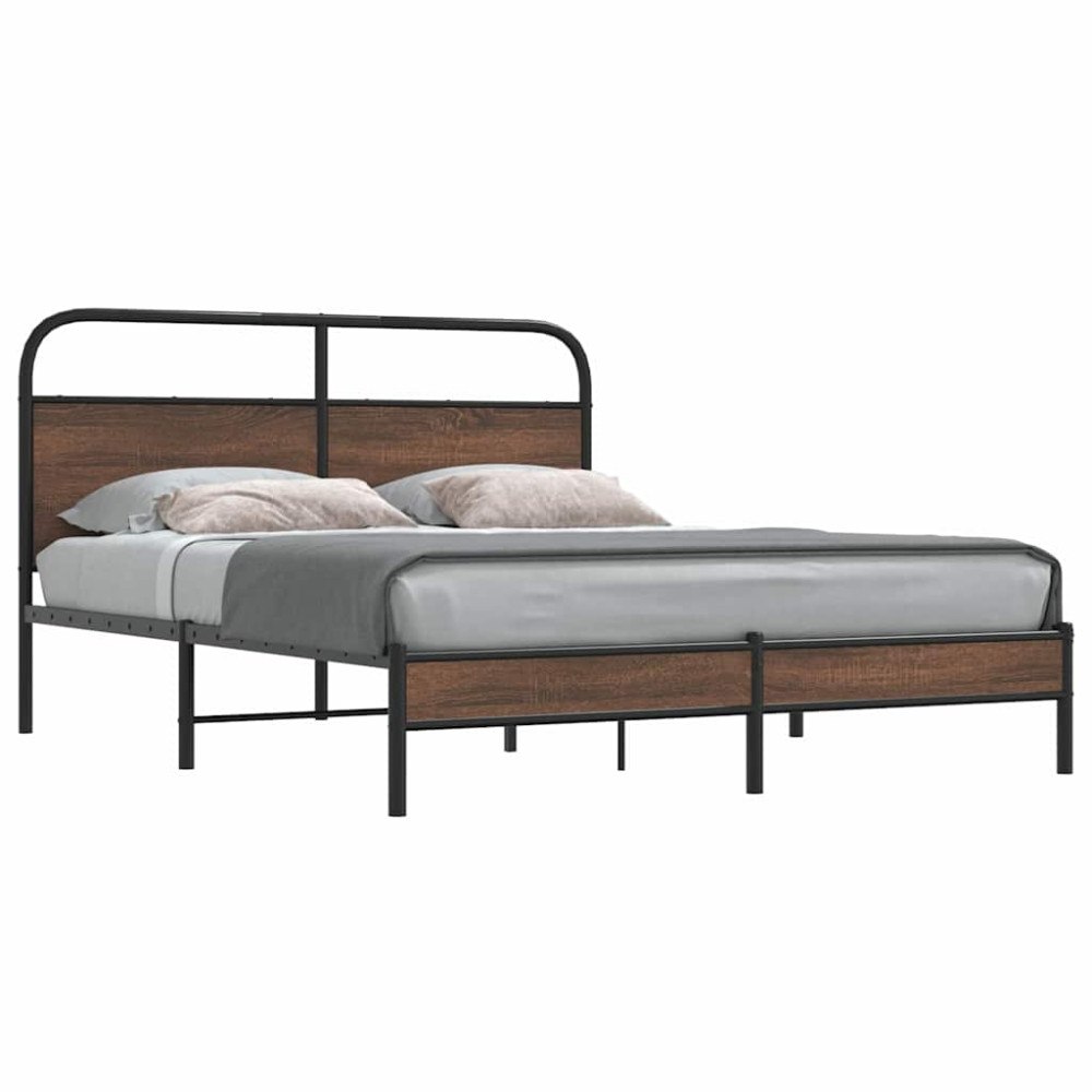 vidaXL Sängram utan madrass brun ek 150x200 cm konstruerad trä