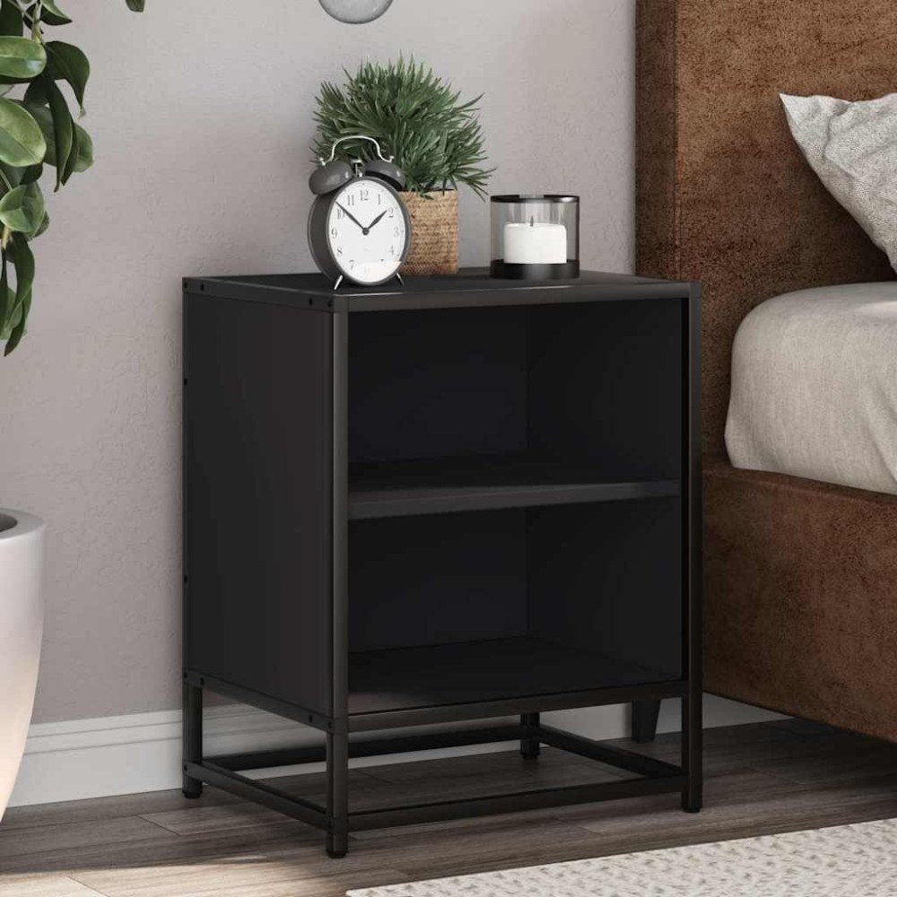 vidaXL Sängbord 2 st svart 40x31x50 cm konstruerat trä och metall