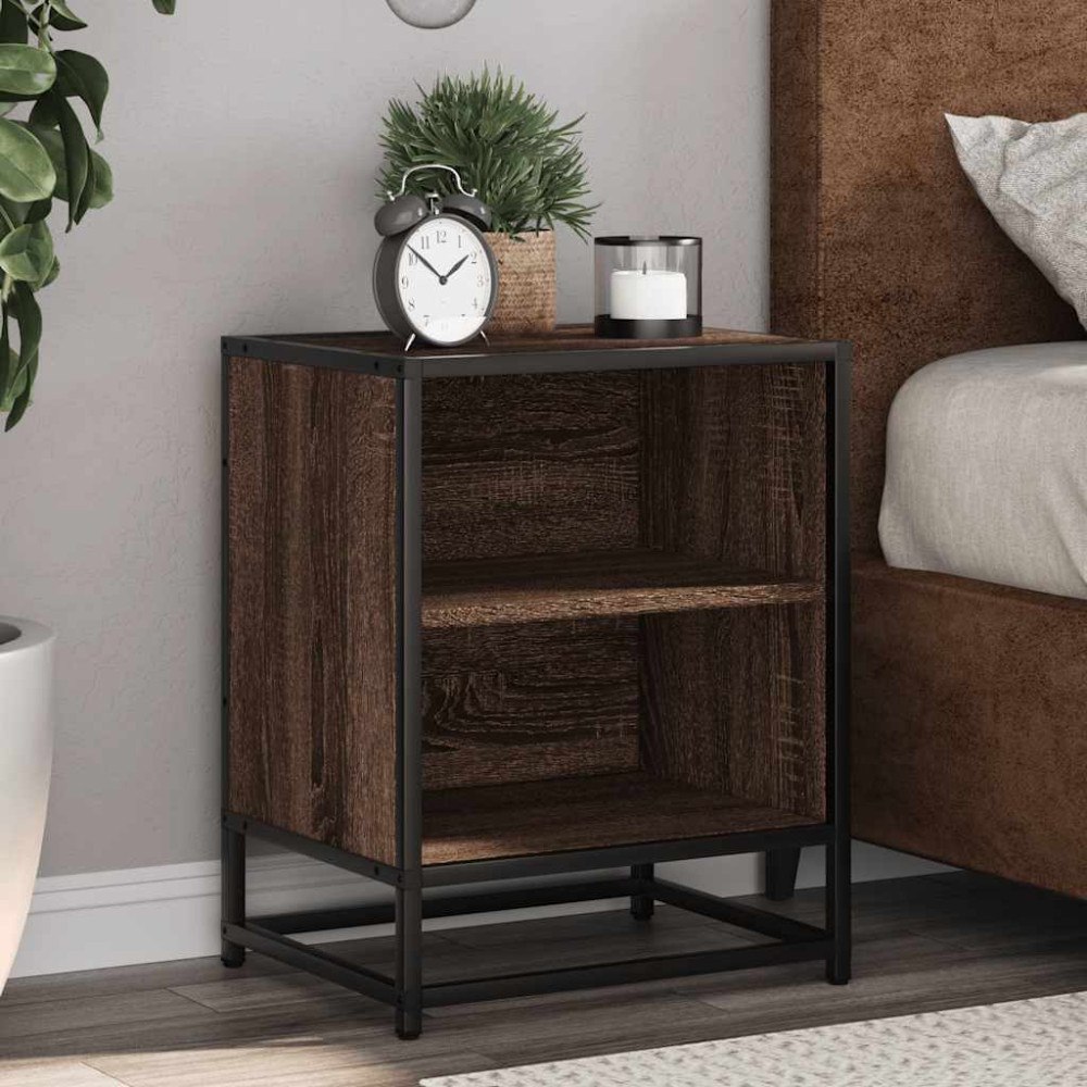 vidaXL Sängbord brun ek 40x31x50 cm konstruerat trä och metall