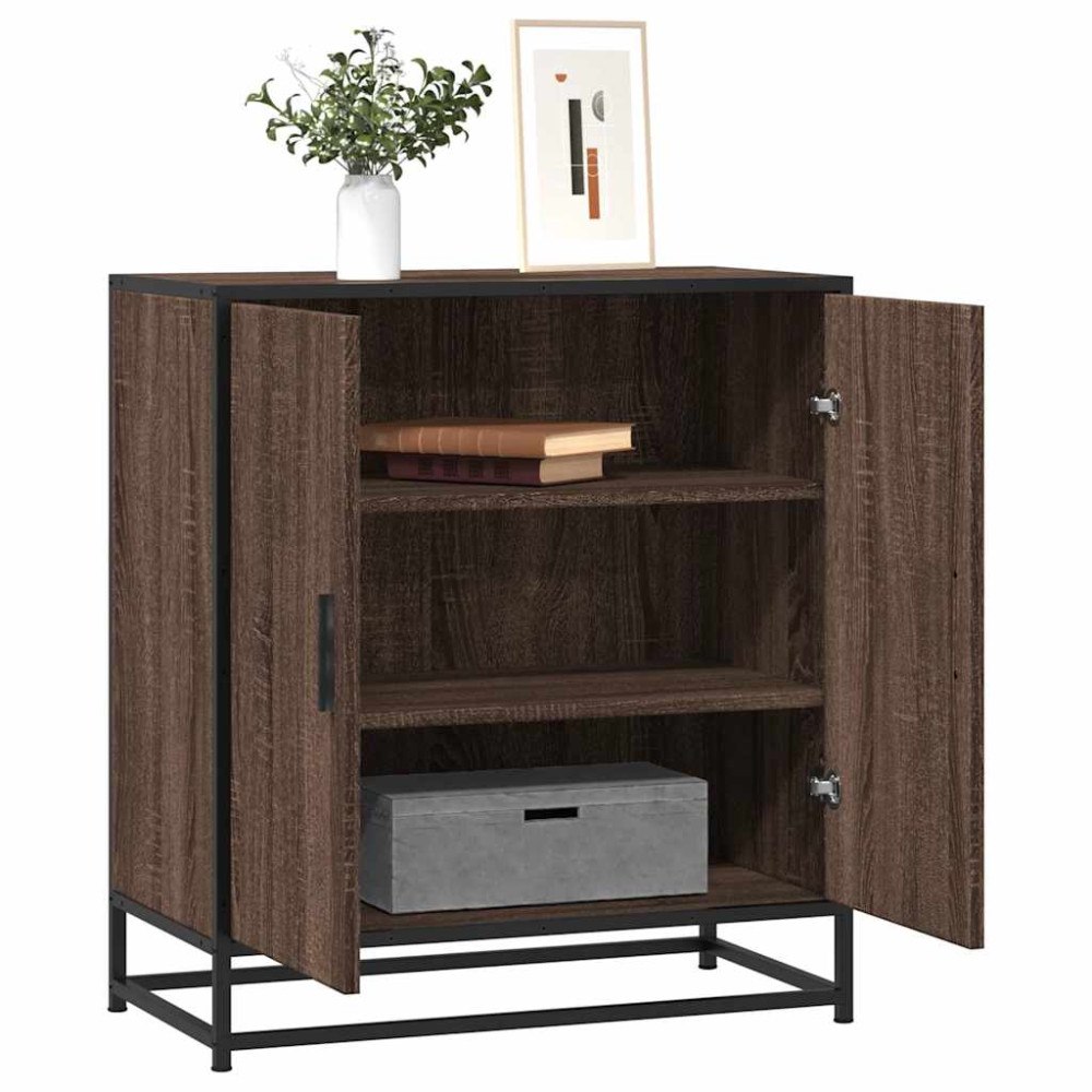 vidaXL Skänk brun ek 68x35x76 cm konstruerat trä och metall