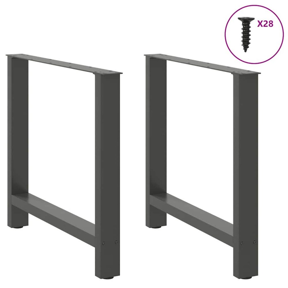 vidaXL Matbordsben antracit 2 st 70x(72-73) cm stål