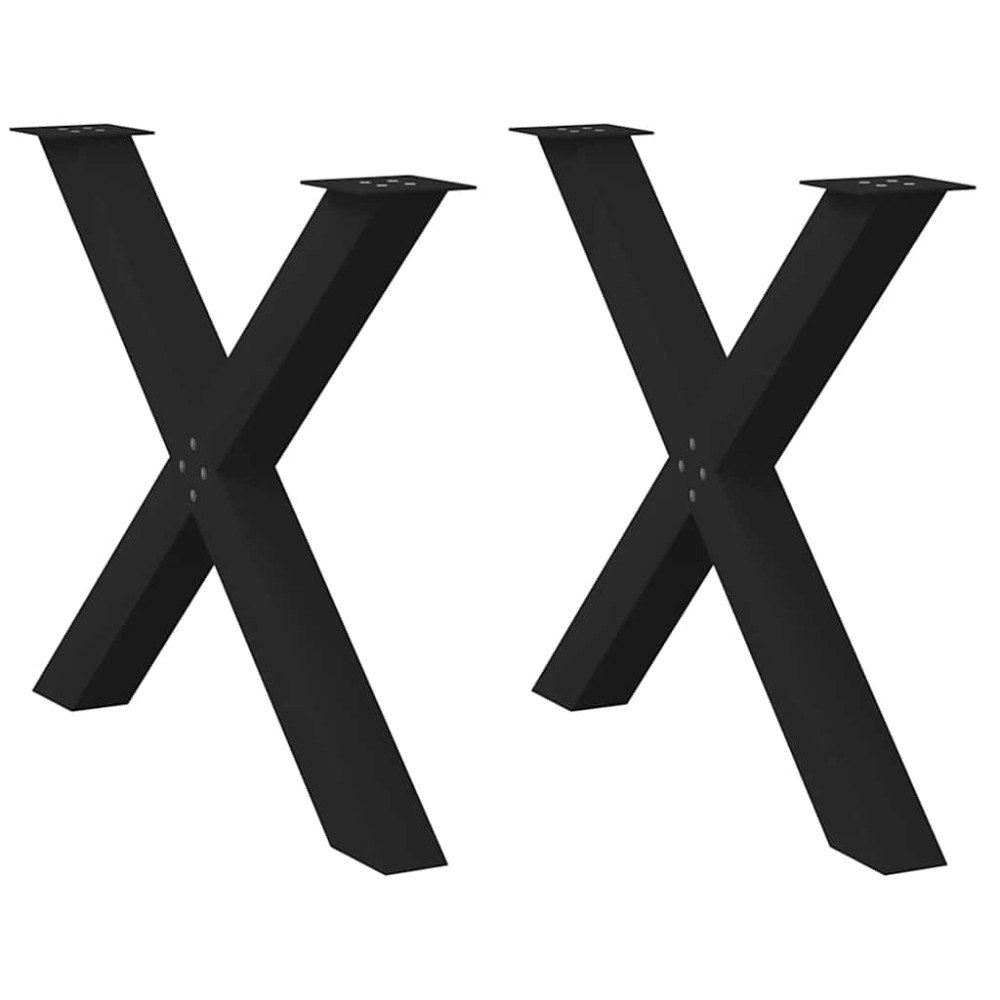 vidaXL Matbordsben X-formade 2 st svarta 90x(72-73) cm stål