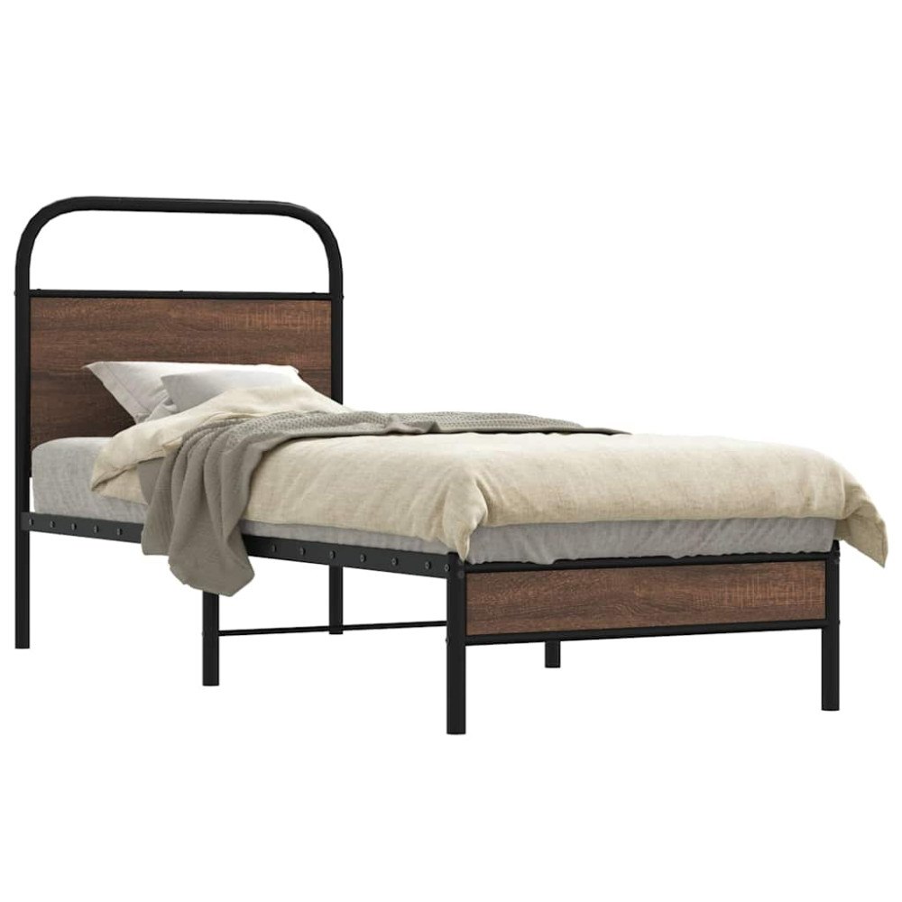 vidaXL Sängram utan madrass brun ek 80x200 cm konstruerad trä