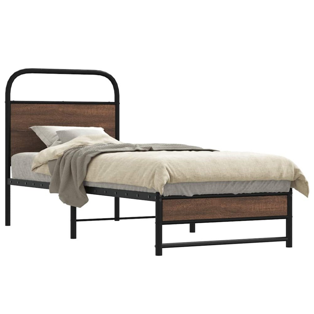 vidaXL Sängram utan madrass brun ek 80x200 cm konstruerad trä
