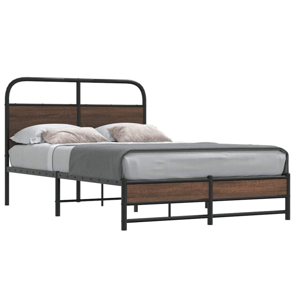 vidaXL Sängram utan madrass brun ek 120x200 cm konstruerad trä