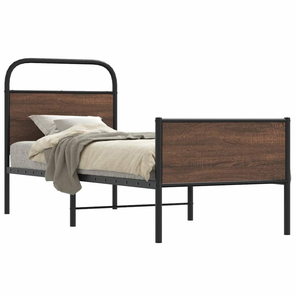 vidaXL Sängram utan madrass brun ek 75x190 cm konstruerad trä