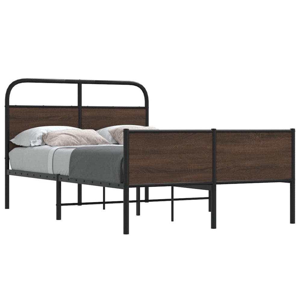 vidaXL Sängram utan madrass brun ek 140x190 cm konstruerad trä