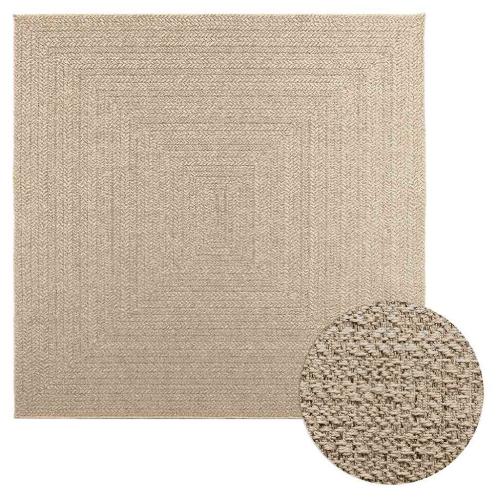 vidaXL Matta ZIZUR beige 200x200 cm jutelook inomhus och utomhus